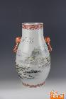 200件粉彩山水福筒瓶—红叶树深-(1)